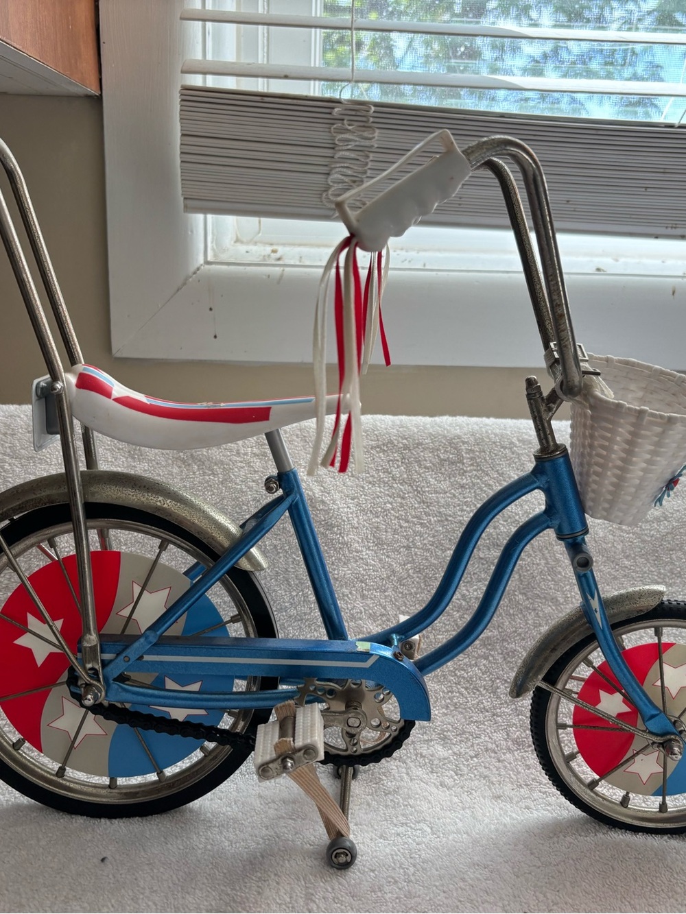 American girl Julie’s banana seat bicycle. 79s retro flower basket retired